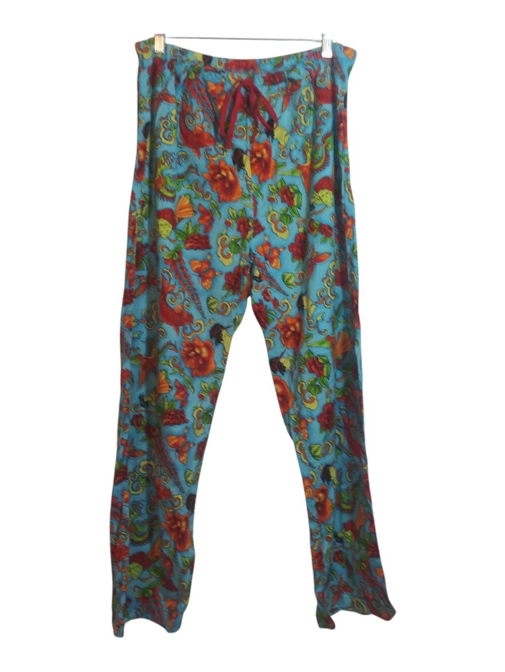 Avon Dragon Koi Turquoise Floral Lounge Cotton Pants Size L